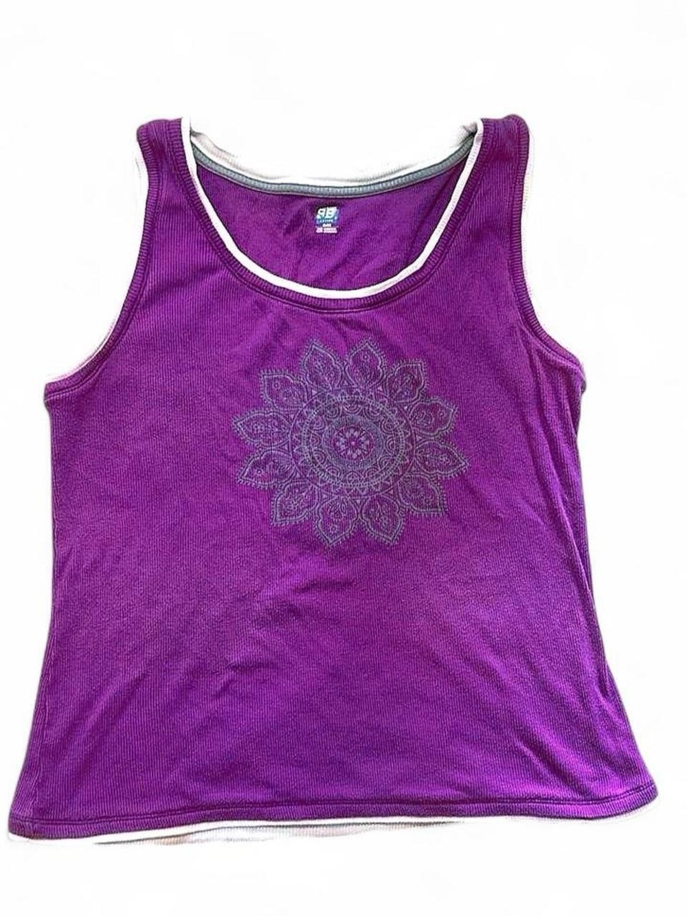 Y2K Purple tank top with gray mandala design